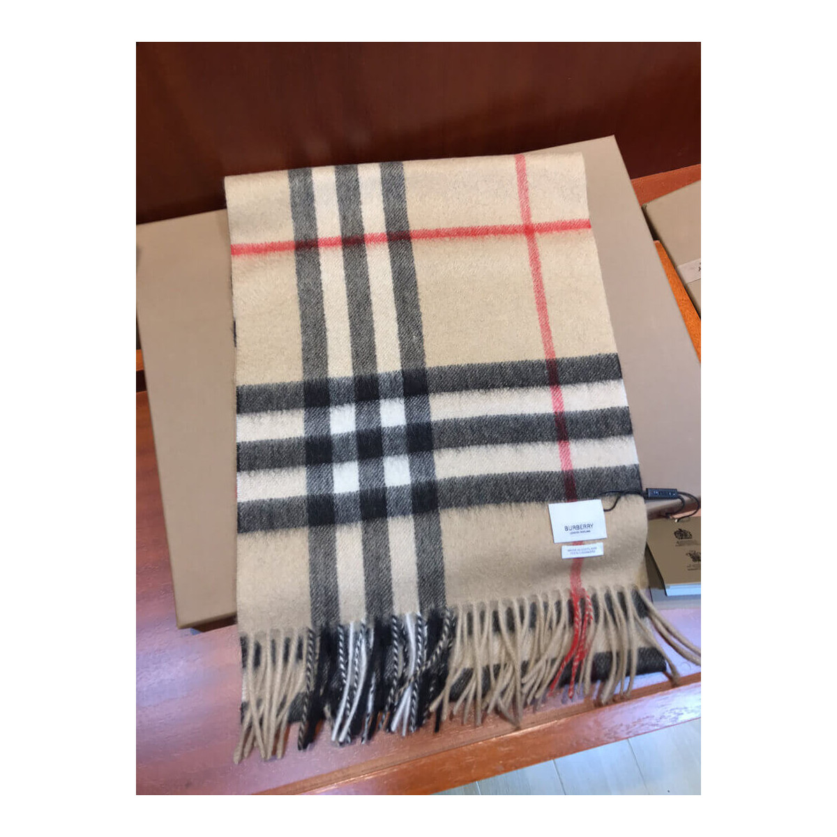 Burberry The Classic Check Cashmere Scarf 80181731 Beige