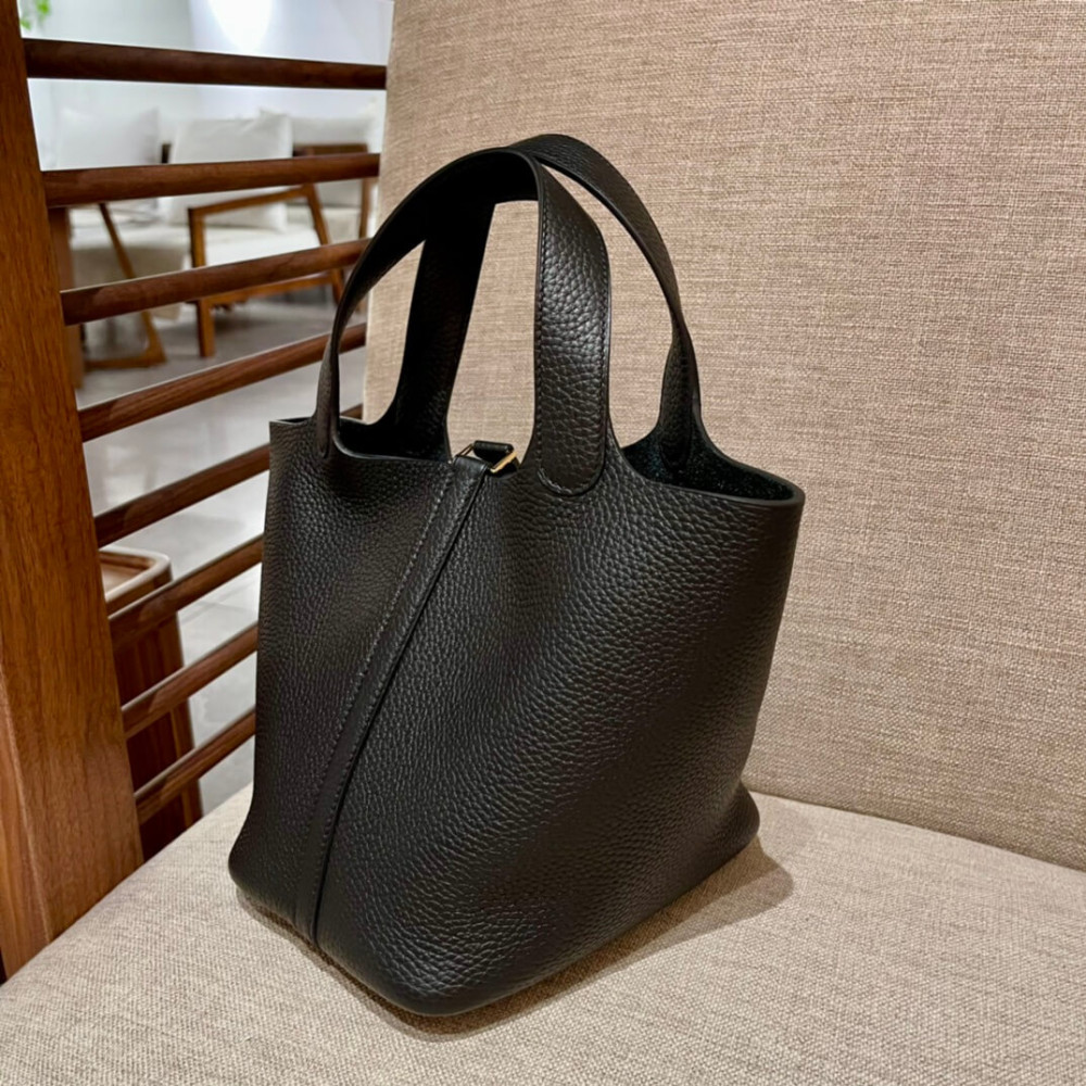 Hermes Picotin Lock Bag in Taurillon Clemence Noir Black