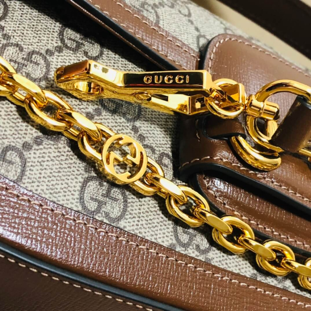 Gucci Horsebit 1955 GG Supreme Canvas Should Bag 735178 Brown