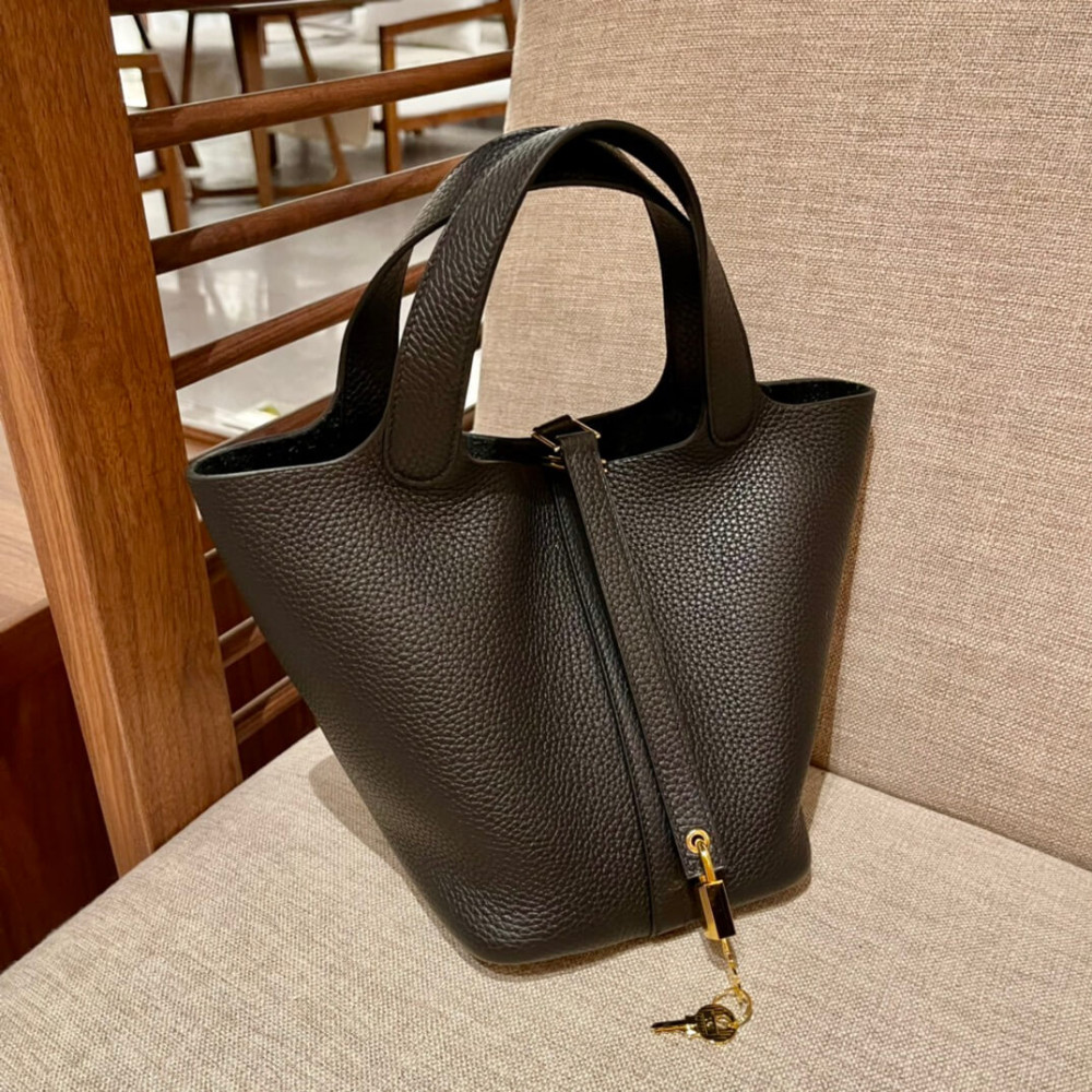 Hermes Picotin Lock Bag in Taurillon Clemence Noir Black