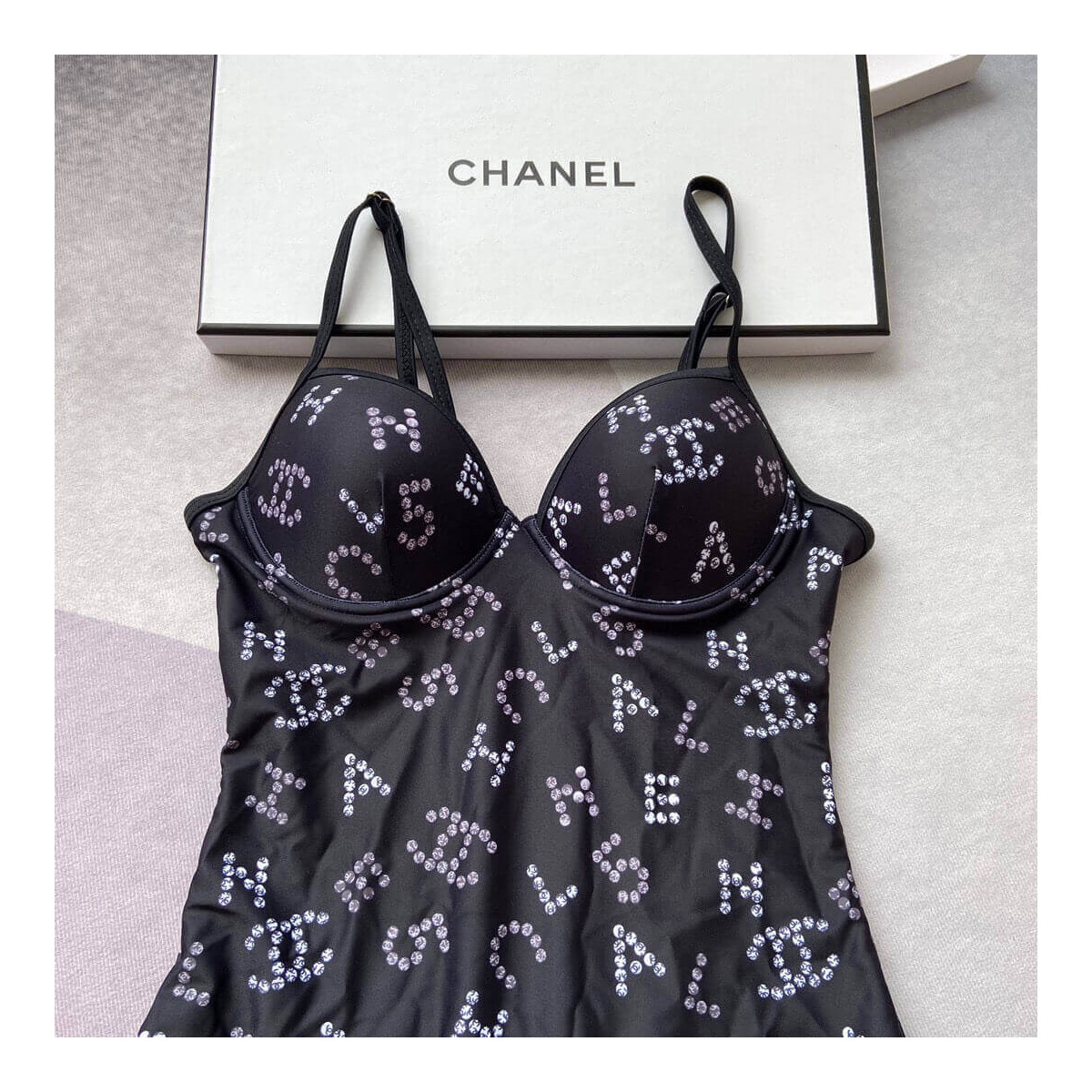 Chanel Glittered CC Logo Print One Piece Swimsuit P62750