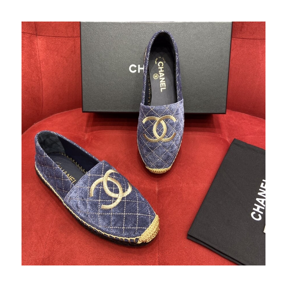 Chanel CC Logo Velvet Espadrilles G32910