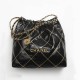 Chanel 22 Handbag Shiny Metallic Calfskin AS3260 Black/Gold