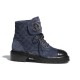 Chanel Blue Denim Quilted Lace Up Boots G36424