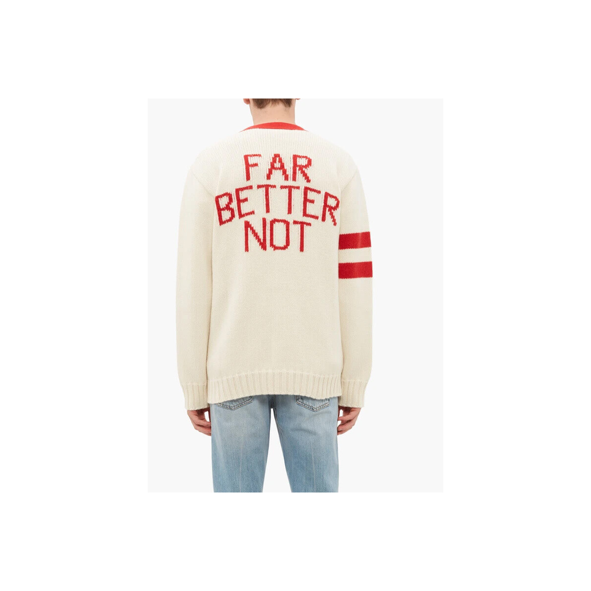 Gucci Far Better Not Slogan-Jacquard Wool Cardigan