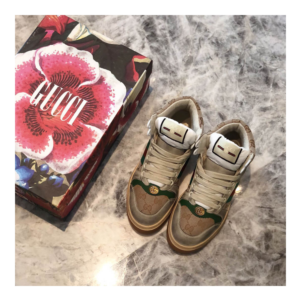 Gucci Screener GG High-Top Sneaker 563730 Green