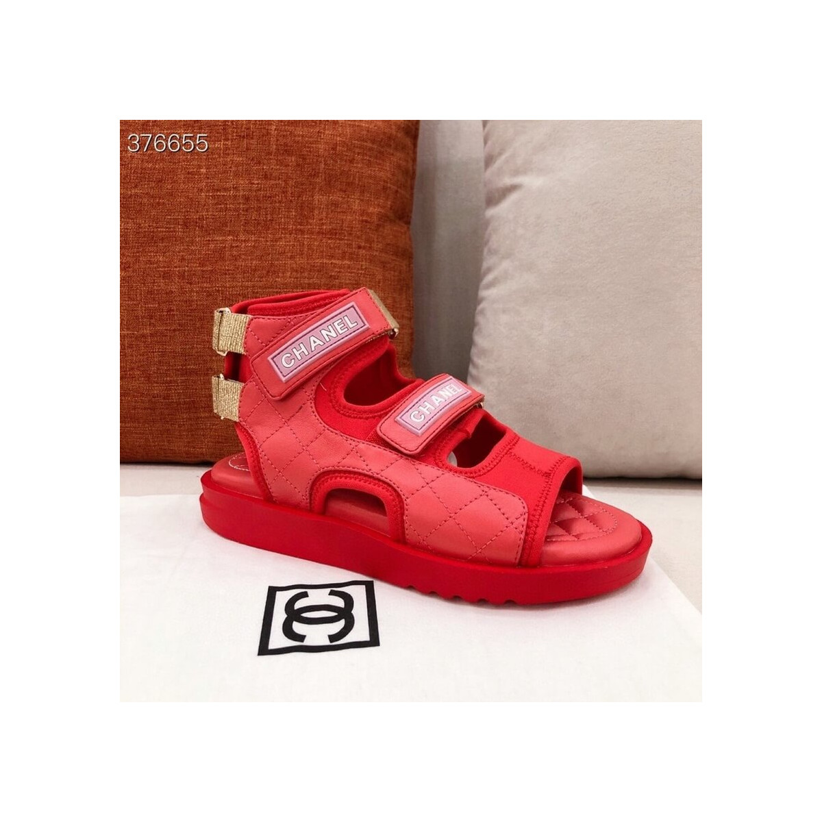 Chanel Goatskin with Fabric Sandals G37231