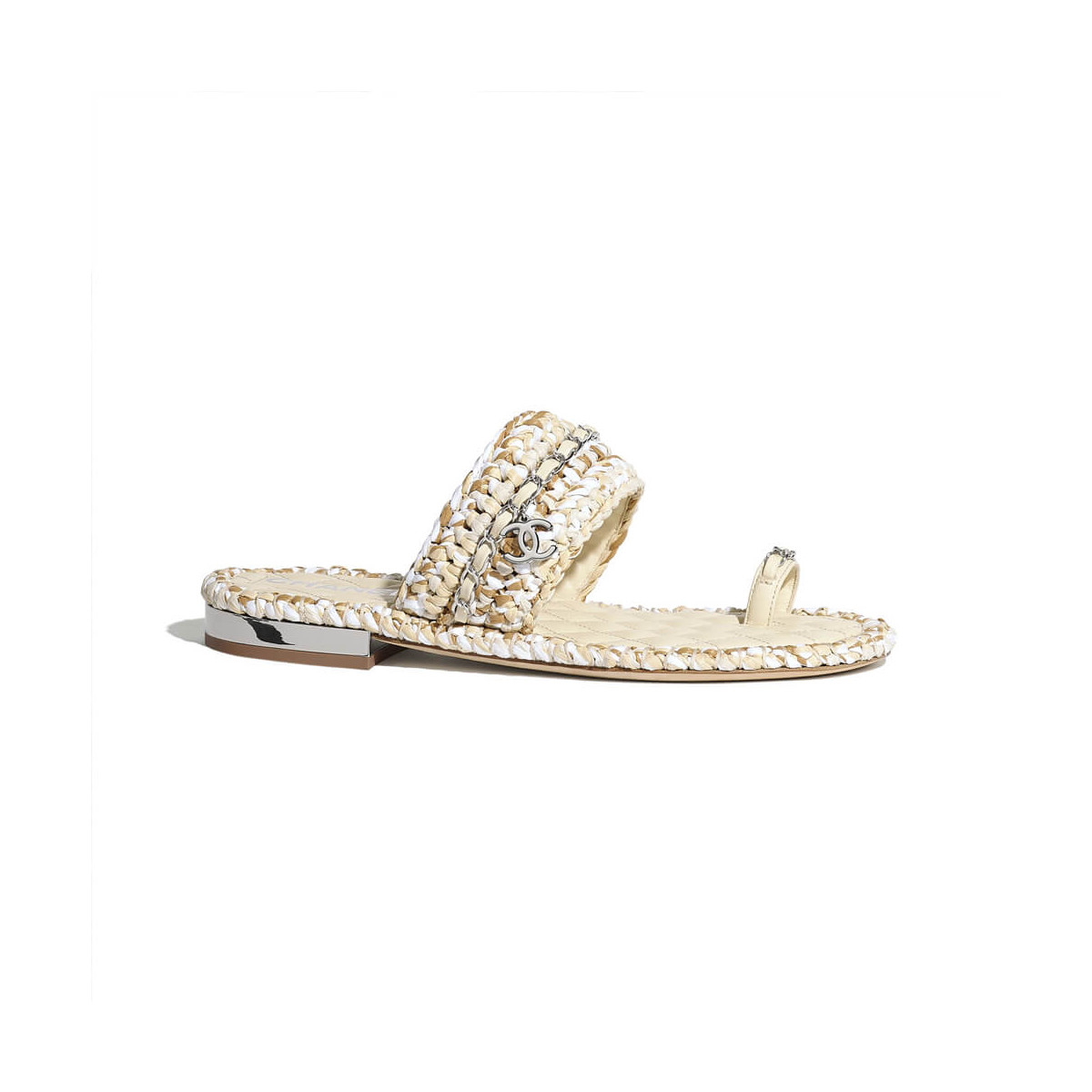 Chanel Raffia &amp; Lambskin Sandals G34694