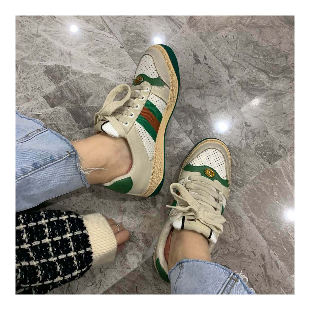 Gucci Screener Leather Sneaker 577684 White