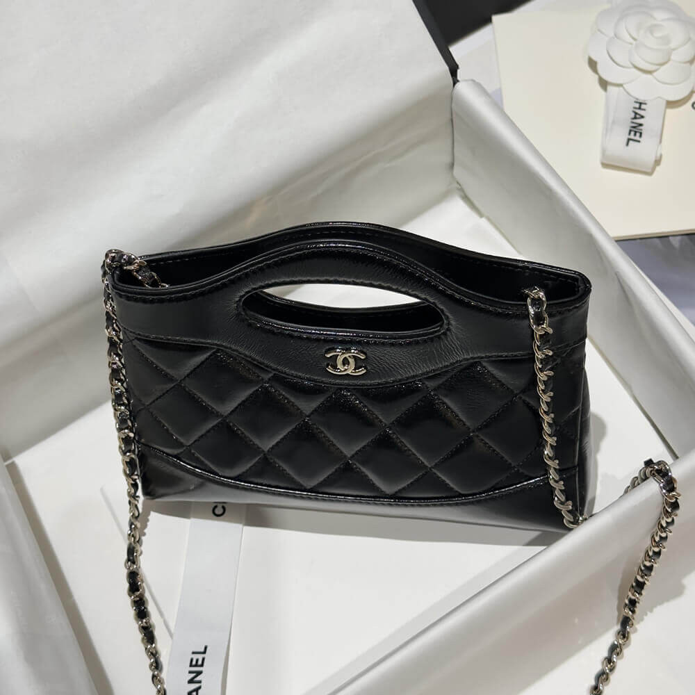 Chanel 31 Mini Shopping Bag Chain Clutch Shiny Lambskin AS3656