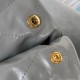 Chanel 22 Small Handbag Shiny Calfskin AS3260 Grey With logo Gold