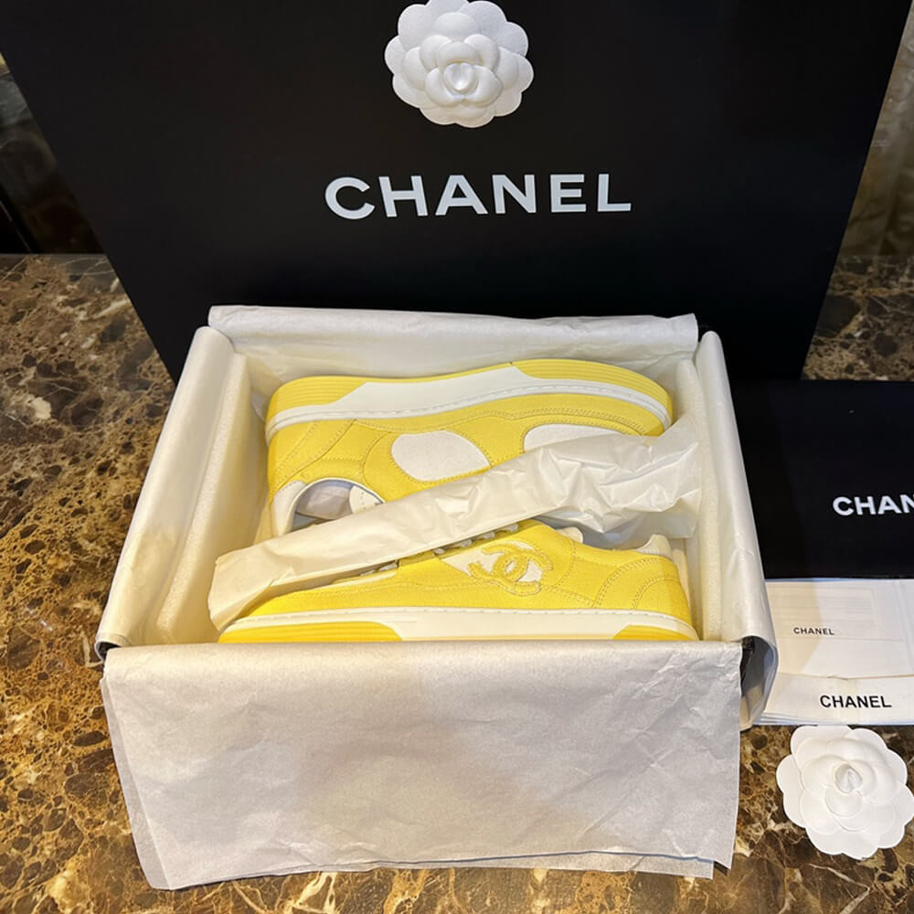 Chanel Fabric Runners Trainers Sneakers G37488 Yellow White