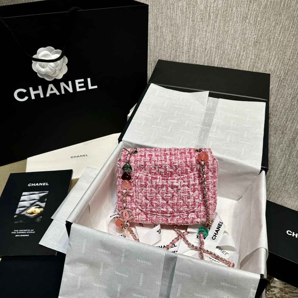 Chanel Mini Flap Bag in Pink Tweed AS3782