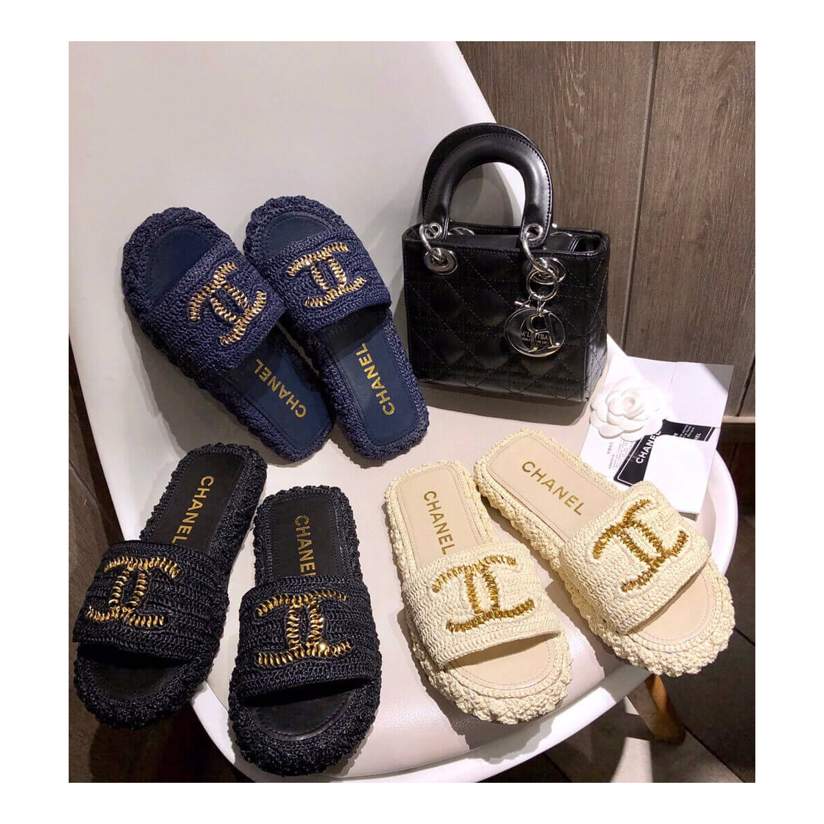 Chanel CC Logo Cord Mules G36923