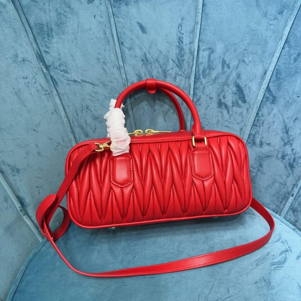 Miu Miu Arcadie Matelasse Nappa Leather Bag 5BB148 Red