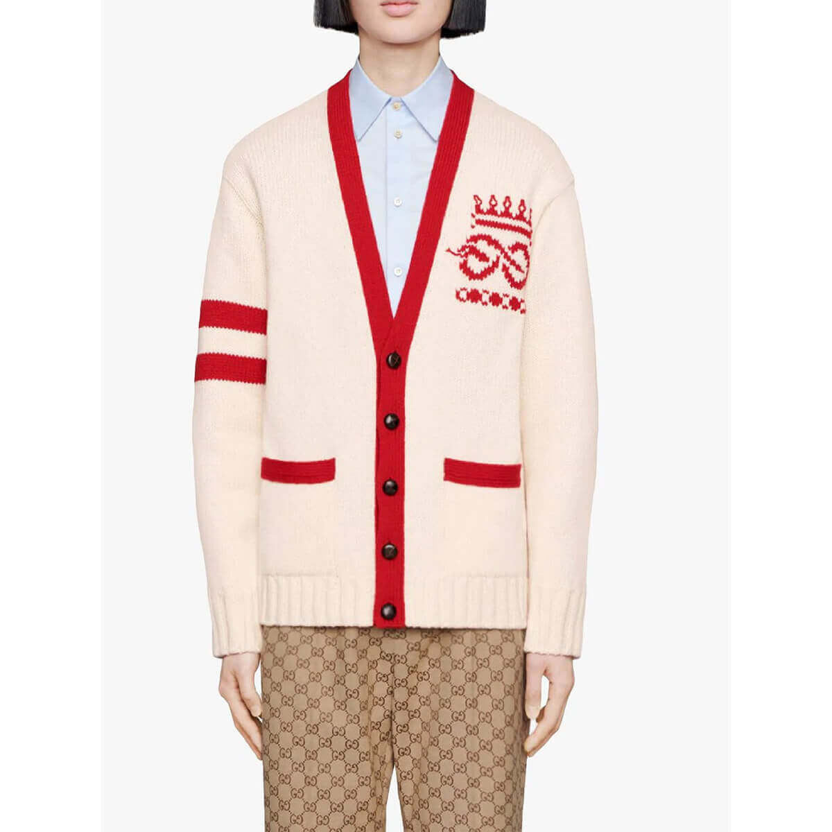 Gucci Far Better Not Slogan-Jacquard Wool Cardigan