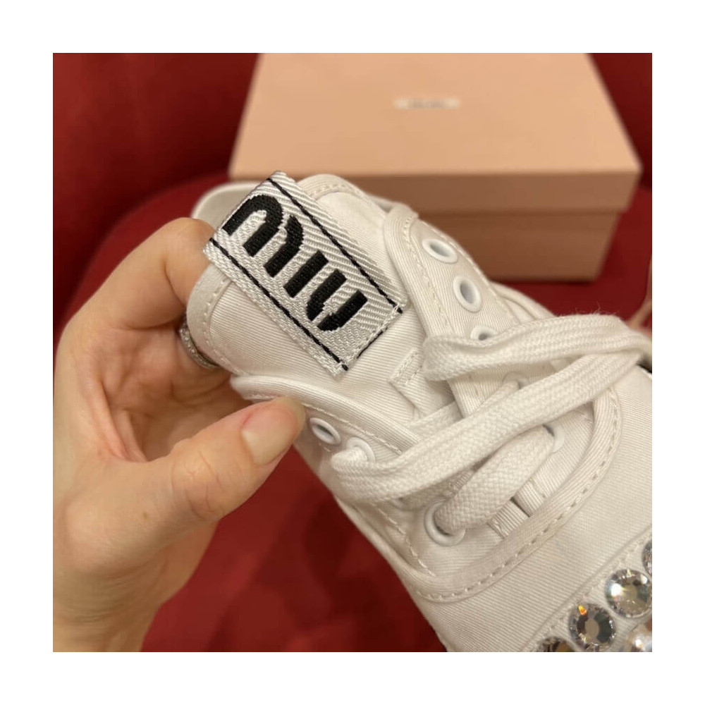 Miu Miu Crystal Embellished Low-Top Sneakers 338308