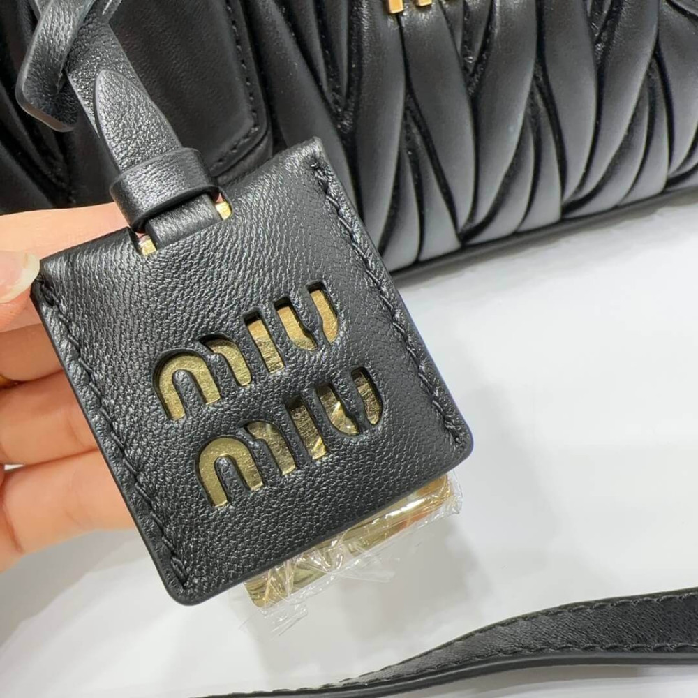 Miu Miu Arcadie Matelasse Nappa Leather Bag 5BB148 Black