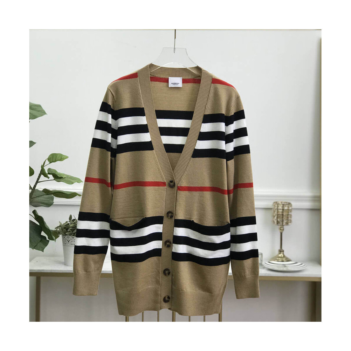 Burberry Icon Stripe Merino Wool Cardigan 80161691