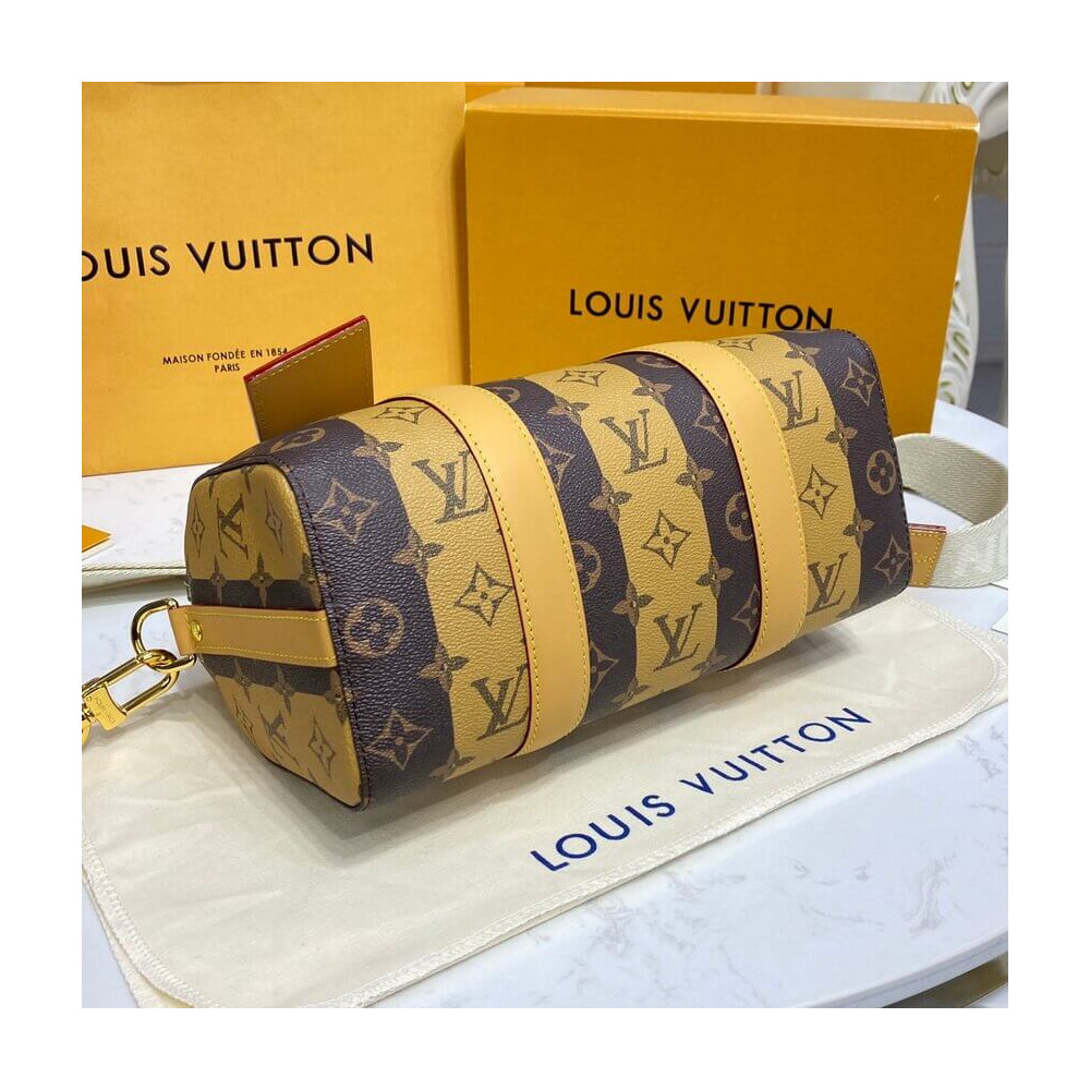 Louis Vuitton Monogram Stripes Brown City Keepall M45963