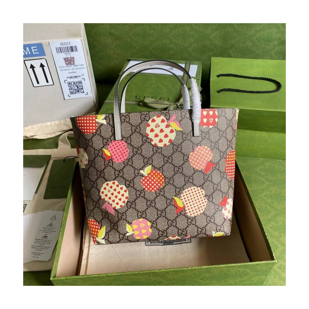 Gucci Children&#039;s GG Heart Apple Pattern Tote 410812