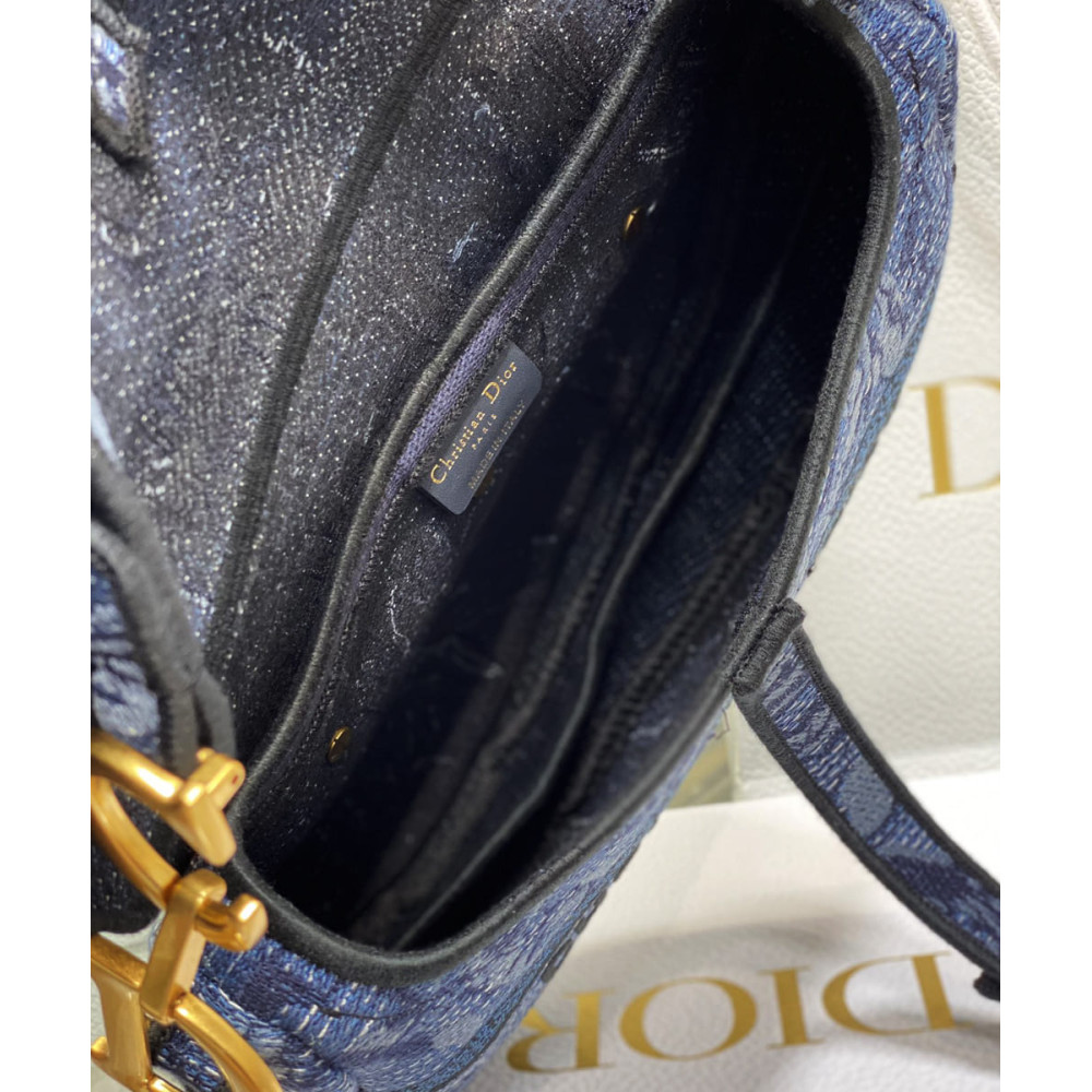 Dior Saddle Bag Denim Blue Toile de Jouy Embroidery M0446