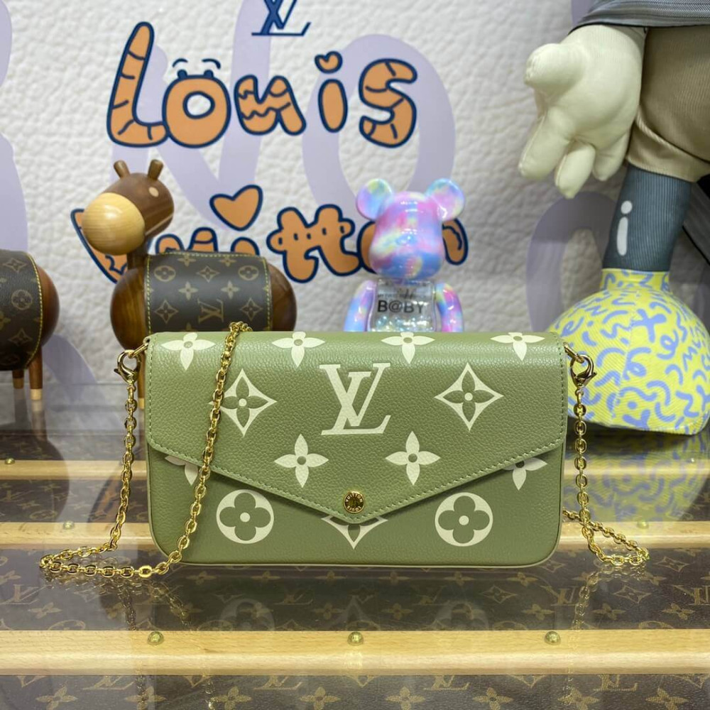 Louis Vuitton Monogram Empreinte Felicie Pochette M82480 Khak/Cream