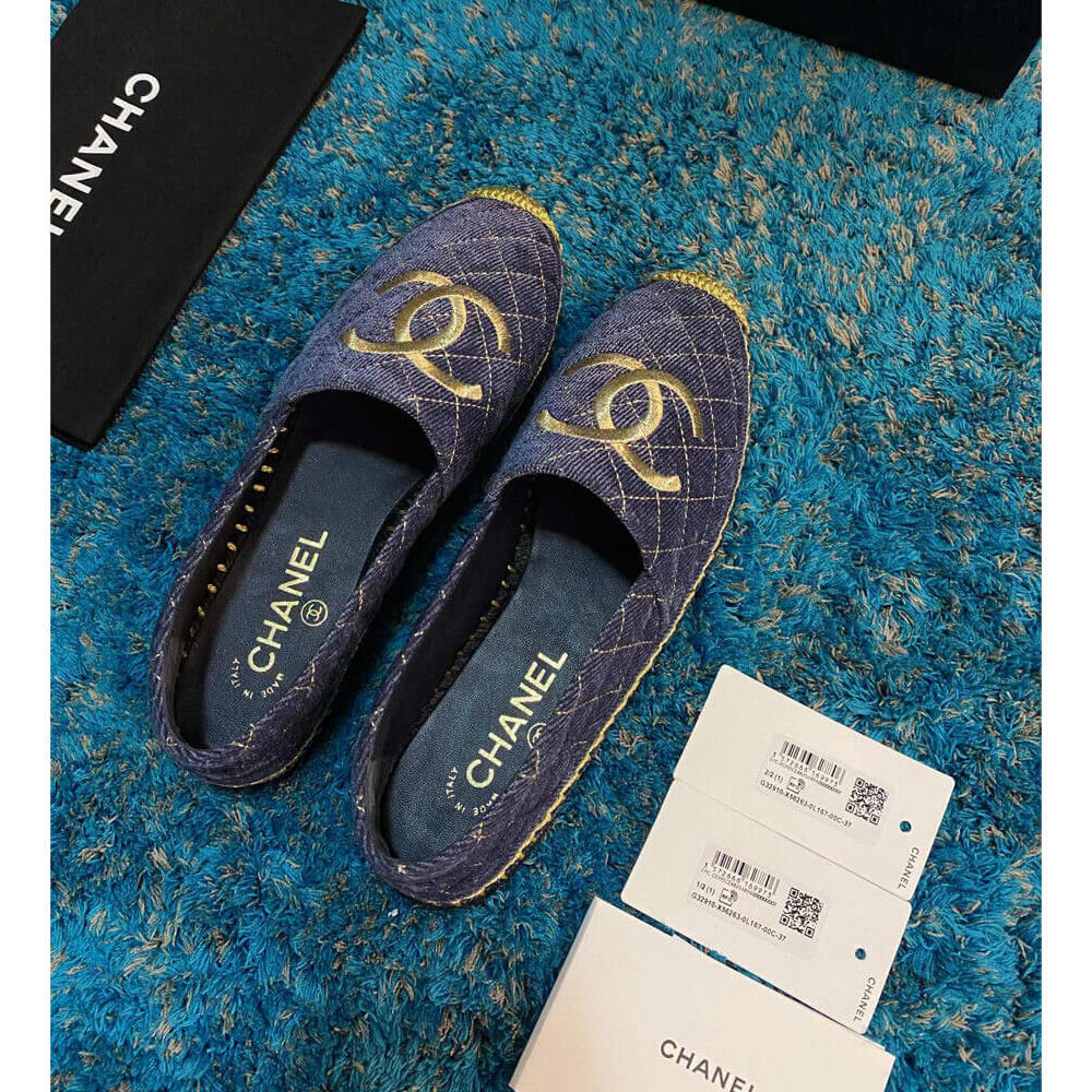 Chanel CC Logo Velvet Espadrilles G32910