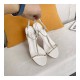 Chanel Open Toe Plain Leather Logo Heeled Sandals G36122