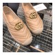 Gucci Chevron Leather Espadrille With Double G 551890 Beige