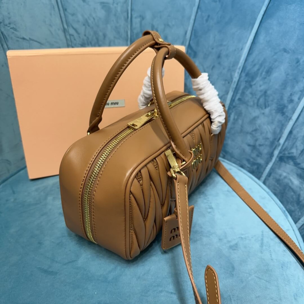 Miu Miu Arcadie Matelasse Nappa Leather Bag 5BB148 Caramel