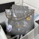 Chanel 22 Small Handbag Shiny Calfskin AS3260 Grey With logo Gold