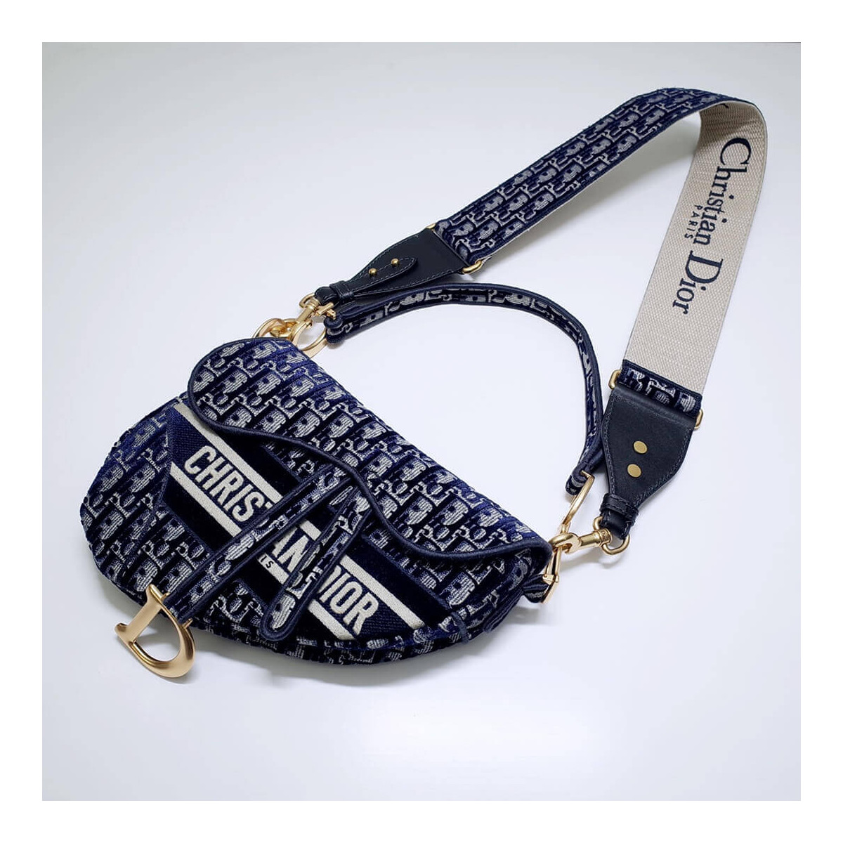 Dior Oblique Embroidered Velvet Shoulder Strap S8540C