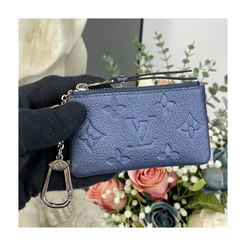 Louis Vuitton Monogram Empreinte Leather Key Pouch M80900 Navy Nacre