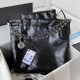 Chanel 22 Small Handbag Shiny Calfskin AS3260 Black Silver