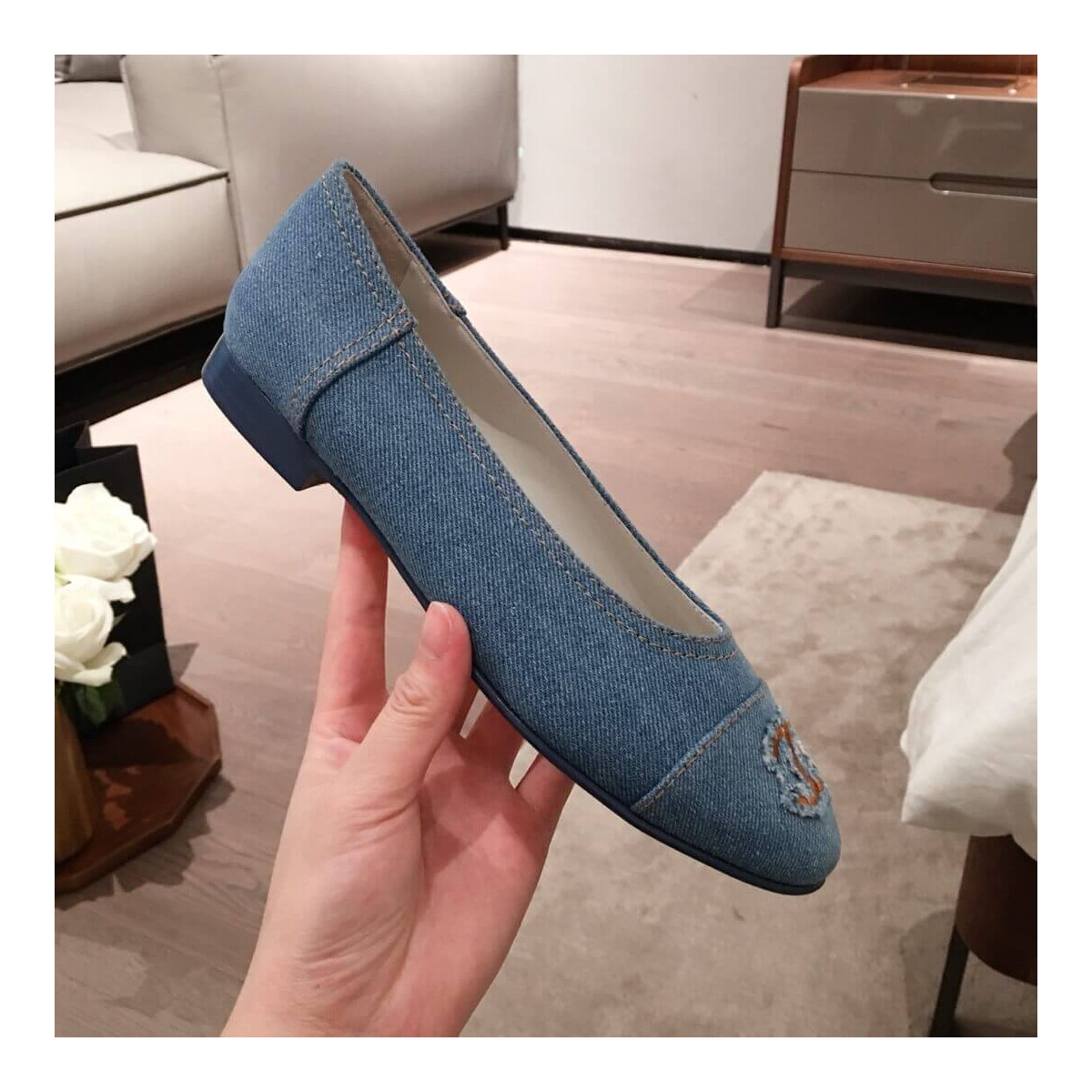 Chanel Denim Logo Ballerinas G35780