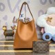 Louis Vuttion Grained Calfskin Low Key Hobo MM M24974 Brown