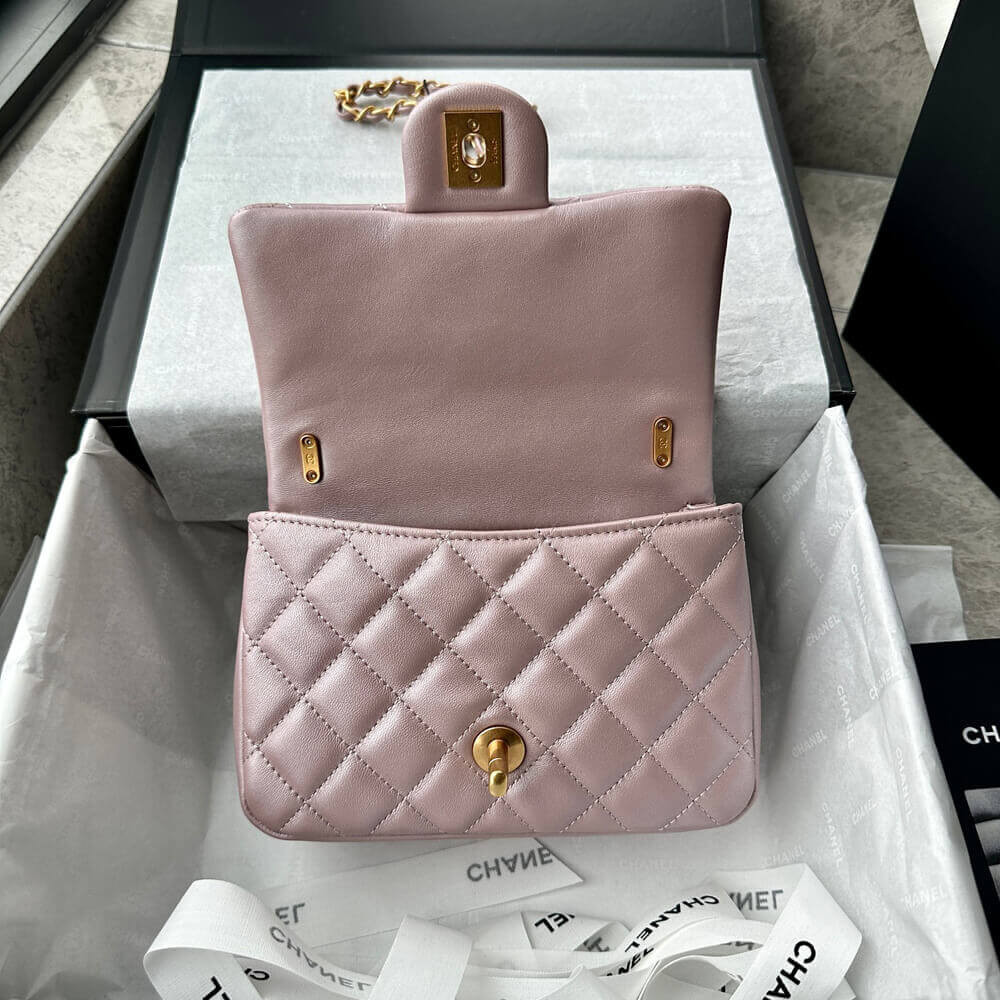 Chanel Mini Flap Bag with Pearl Top Handle Chain AS4385