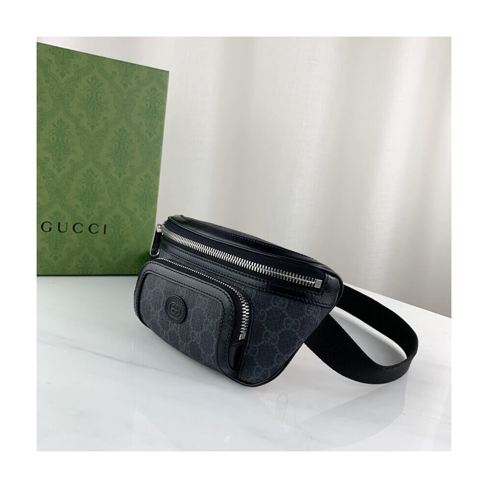 Gucci Belt Bag with Interlocking G in Black GG Supreme 682933