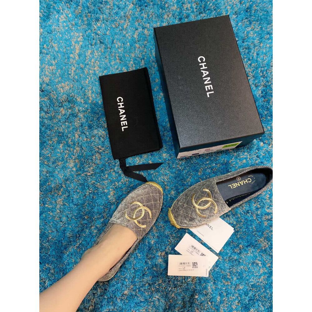 Chanel CC Logo Velvet Espadrilles G32910