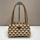 Prada Small Symbole Bag Embroidered Fabric 1BA368 Tobacco/Chalk White