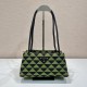 Prada Small Symbole Bag Embroidered Fabric 1BA368 Black/Ivy Green