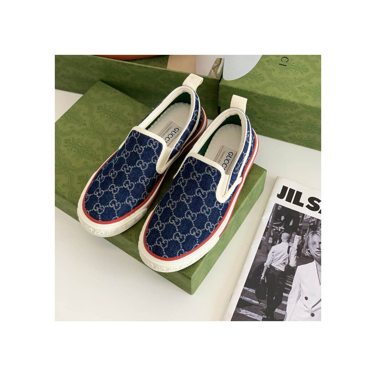 Gucci Tennis 1977 Blue Denim Slip-On Sneaker 624733