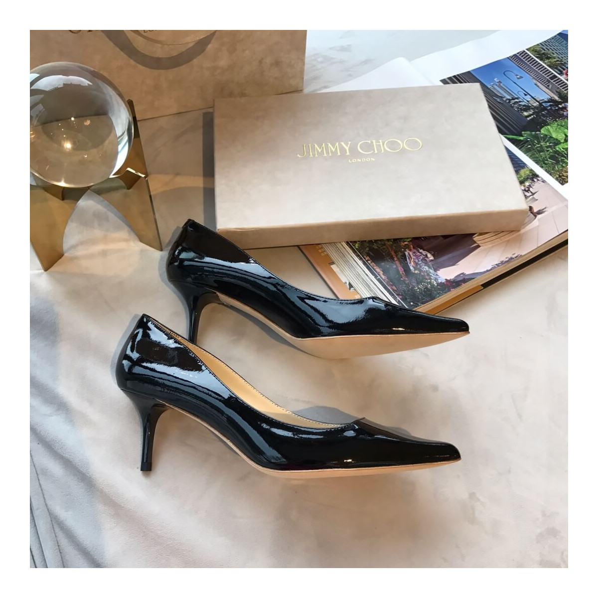 Jimmy Choo Romy 6.5cm Patent Pointed-Toe Pumps 120012