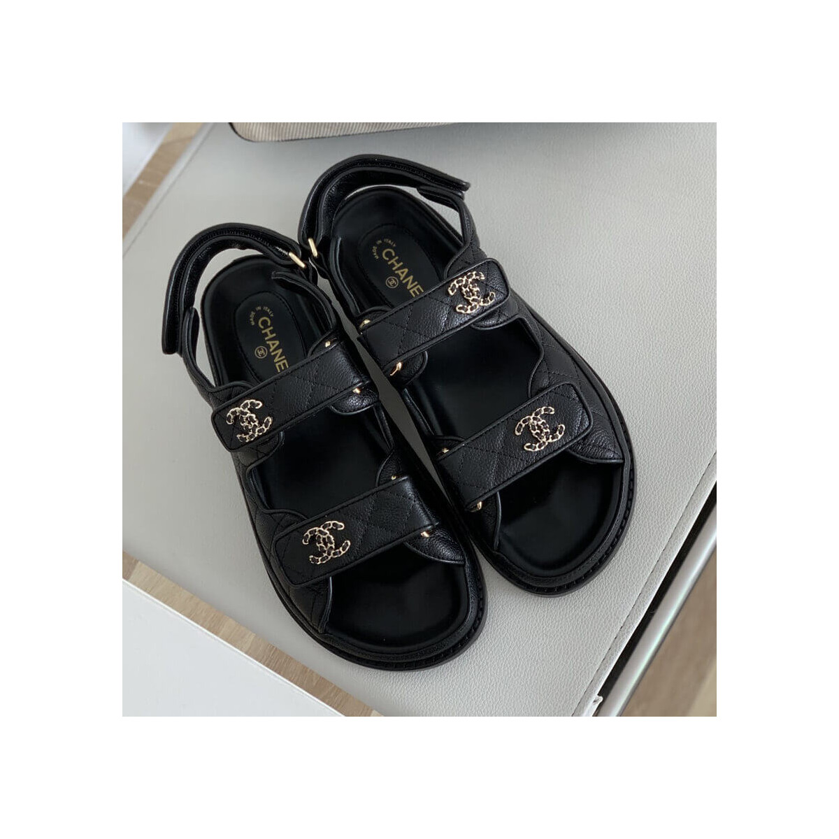 Chanel Woven CC Velcro Sandals 261155