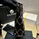 Chanel 22 Handbag Shiny Metallic Calfskin AS3260 Black/Gold