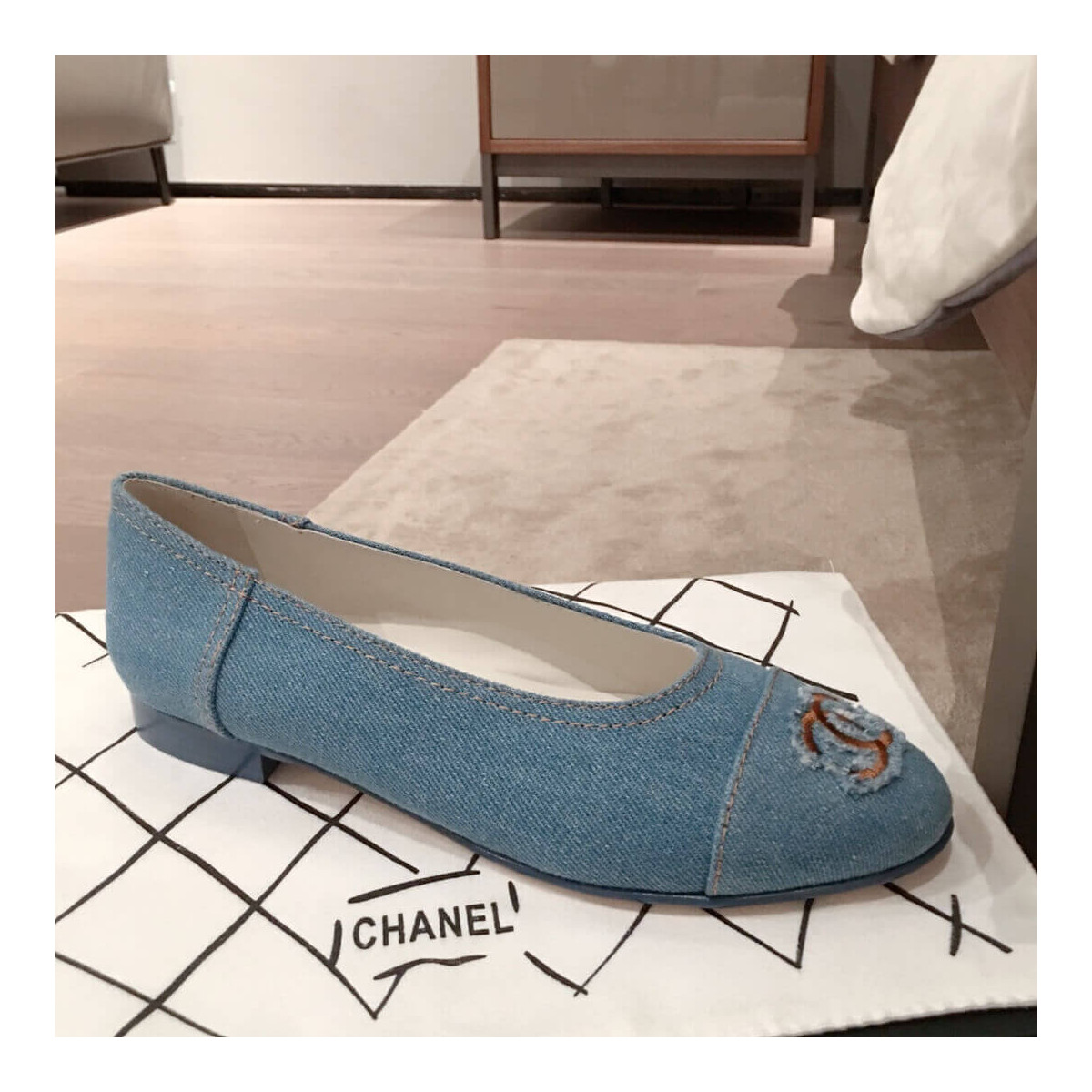 Chanel Denim Logo Ballerinas G35780