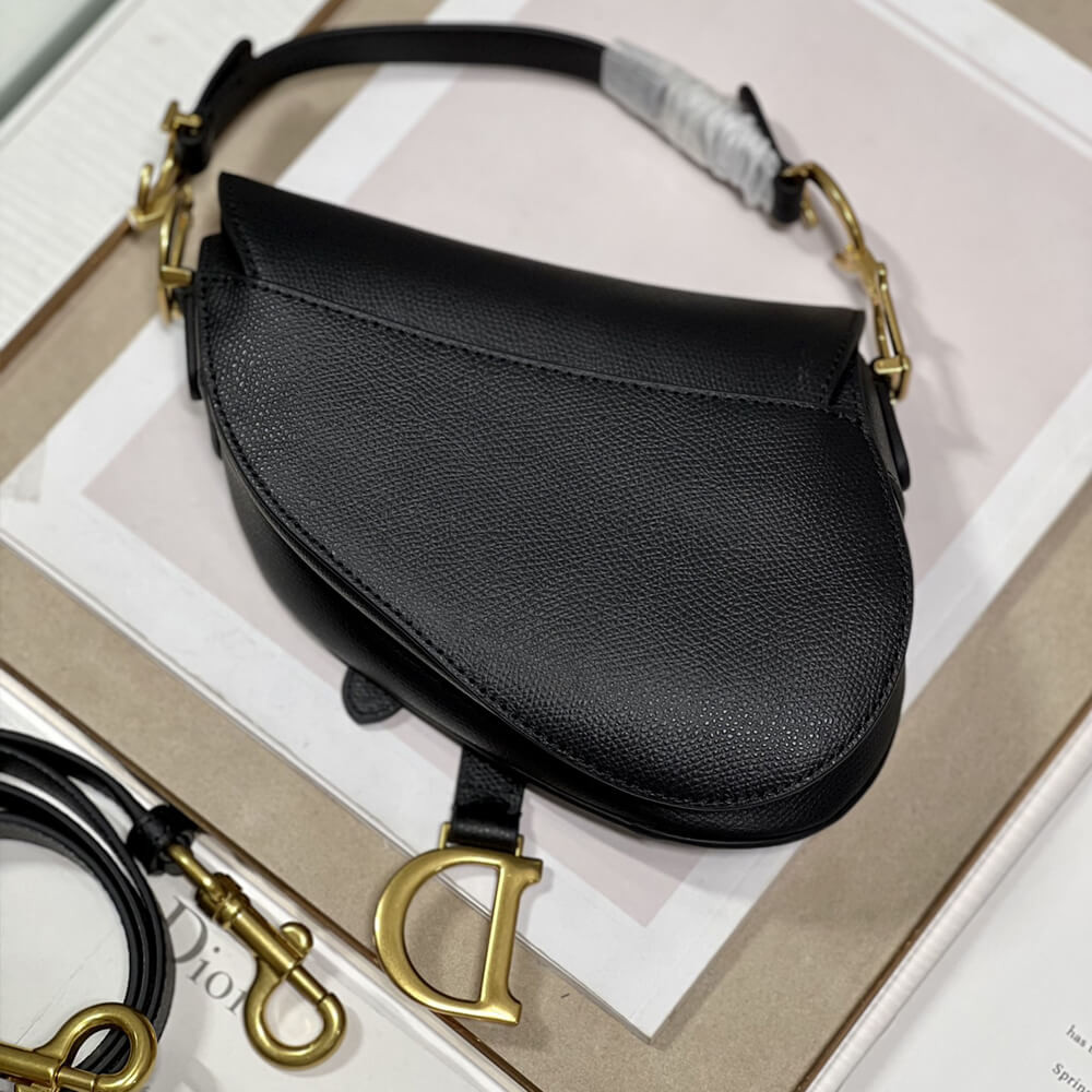 Dior Mini Saddle Bag with Strap Grained Calfskin M0456