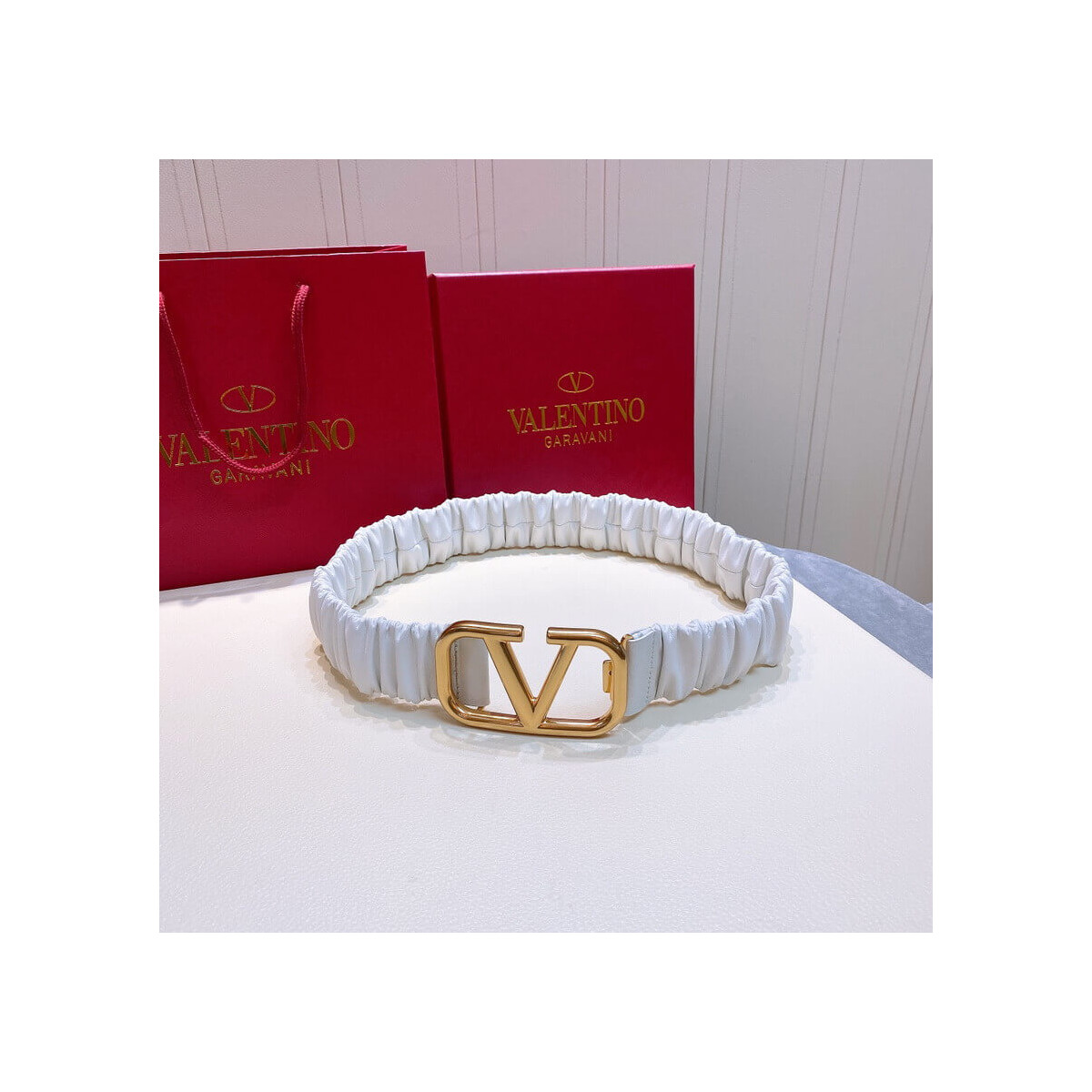 Valentino Garavani VLogo Elasticated Leather Belt