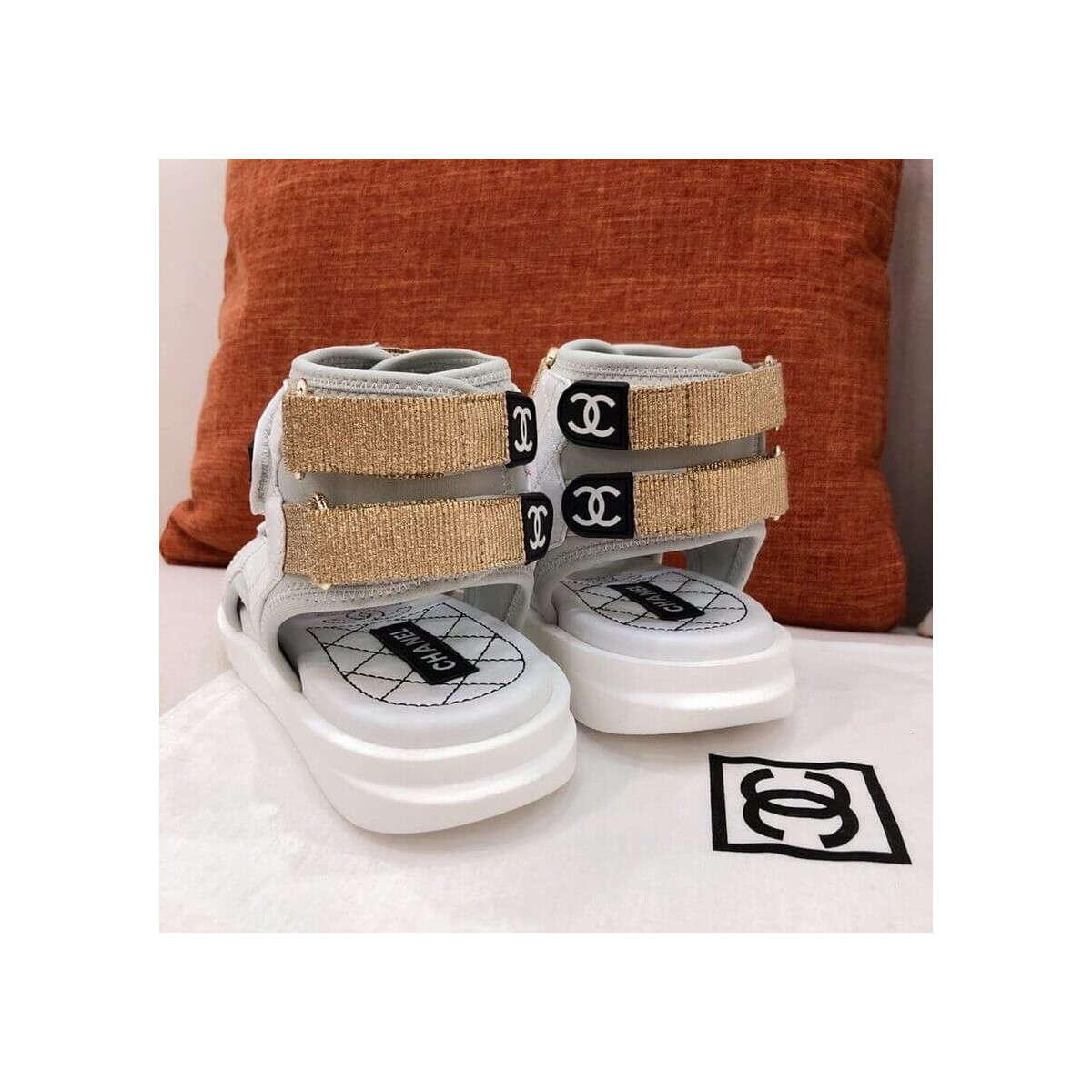 Chanel Goatskin with Fabric Sandals G37231